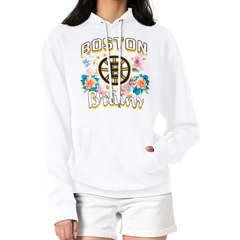 NHL Boston Bruins G-III 4Her by Carl Banks Women's Flower Logo Pullover Hoodie - White