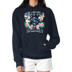 NHL Seattle Kraken G-III 4Her by Carl Banks Women's Flower Logo Pullover Hoodie - Deep Sea Blue