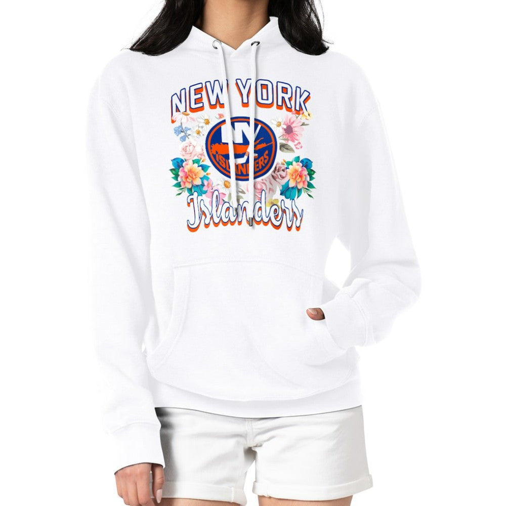 NHL New York Islanders G-III 4Her by Carl Banks Women's Flower Logo Pullover Hoodie - White