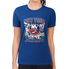 NHL New York Islanders G-III 4Her by Carl Banks Women's Super-Slim Fit Lightweight Flower Logo T-Shirt - Royal