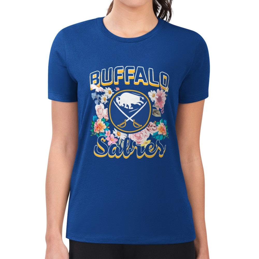 NHL Buffalo Sabres G-III 4Her by Carl Banks Women's Super-Slim Fit Lightweight Flower Logo T-Shirt - Royal