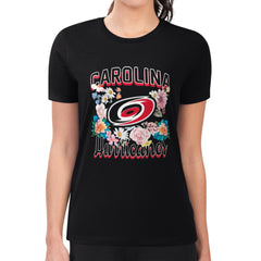 NHL Carolina Hurricanes G-III 4Her by Carl Banks Women's Super-Slim Fit Lightweight Flower Logo T-Shirt - Black