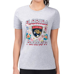 NHL Florida Panthers G-III 4Her by Carl Banks Women's Super-Slim Fit Lightweight Flower Logo T-Shirt - Heather Gray
