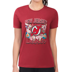 NHL New Jersey Devils G-III 4Her by Carl Banks Women's Super-Slim Fit Lightweight Flower Logo T-Shirt - Red