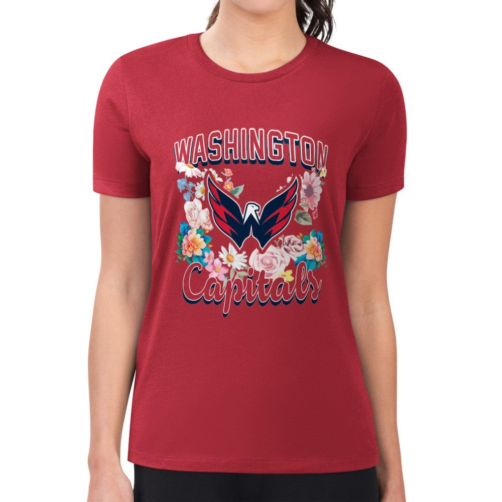 NHL Washington Capitals G-III 4Her by Carl Banks Women's Super-Slim Fit Lightweight Flower Logo T-Shirt - Red