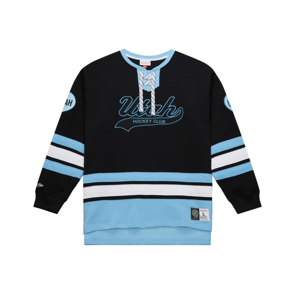 NHL Utah Hockey Club Mitchell & Ness Heritage Lace-Up Pullover Sweatshirt - Black