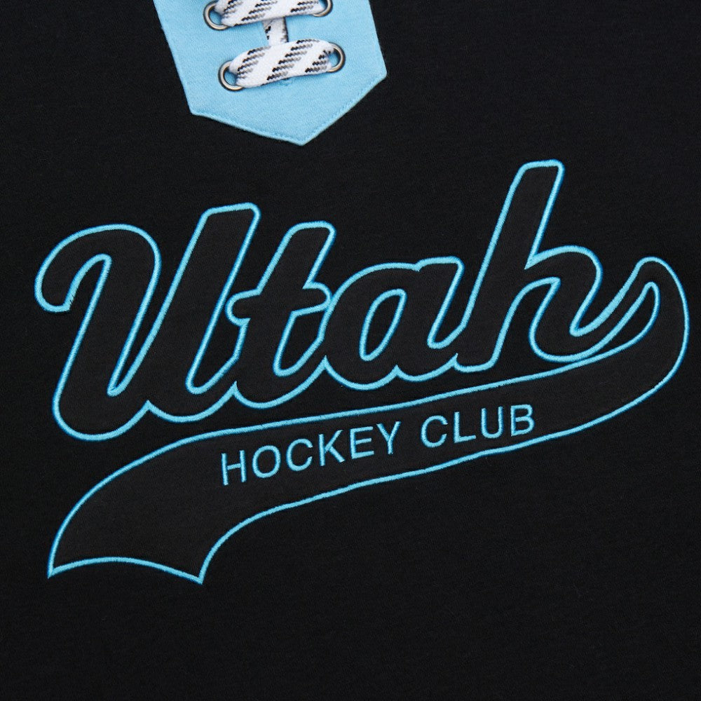 NHL Utah Hockey Club Mitchell & Ness Heritage Lace-Up Pullover Sweatshirt - Black
