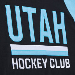 NHL Utah Hockey Club Mitchell & Ness Legendary Slub Long Sleeve Raglan T-Shirt - Black/Light Blue