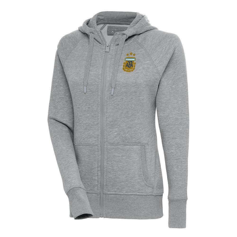 Argentina National Team Antigua Women's Victory Full-Zip Hoodie Heather Gray