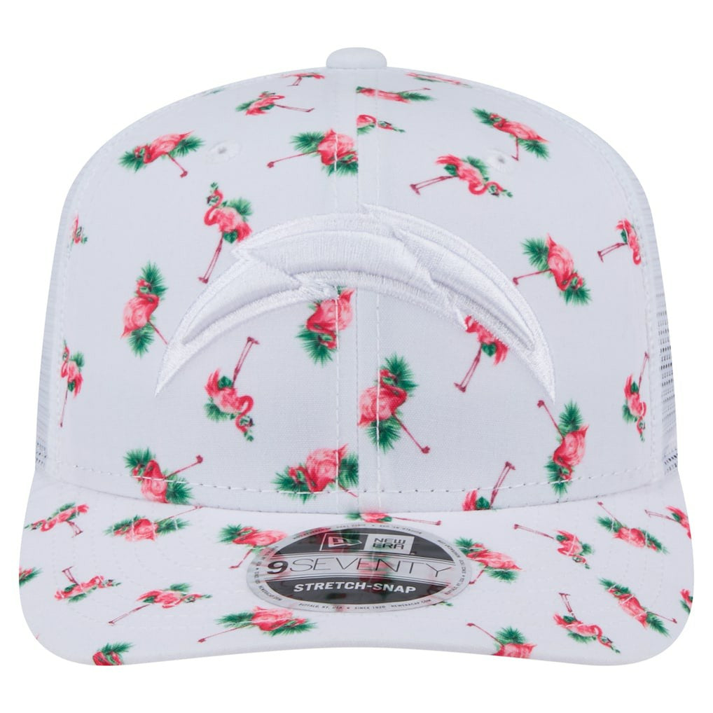 Los Angeles Chargers New Era Adventure Flamingo Pattern 9SEVENTY Stretch-Snap Hat White