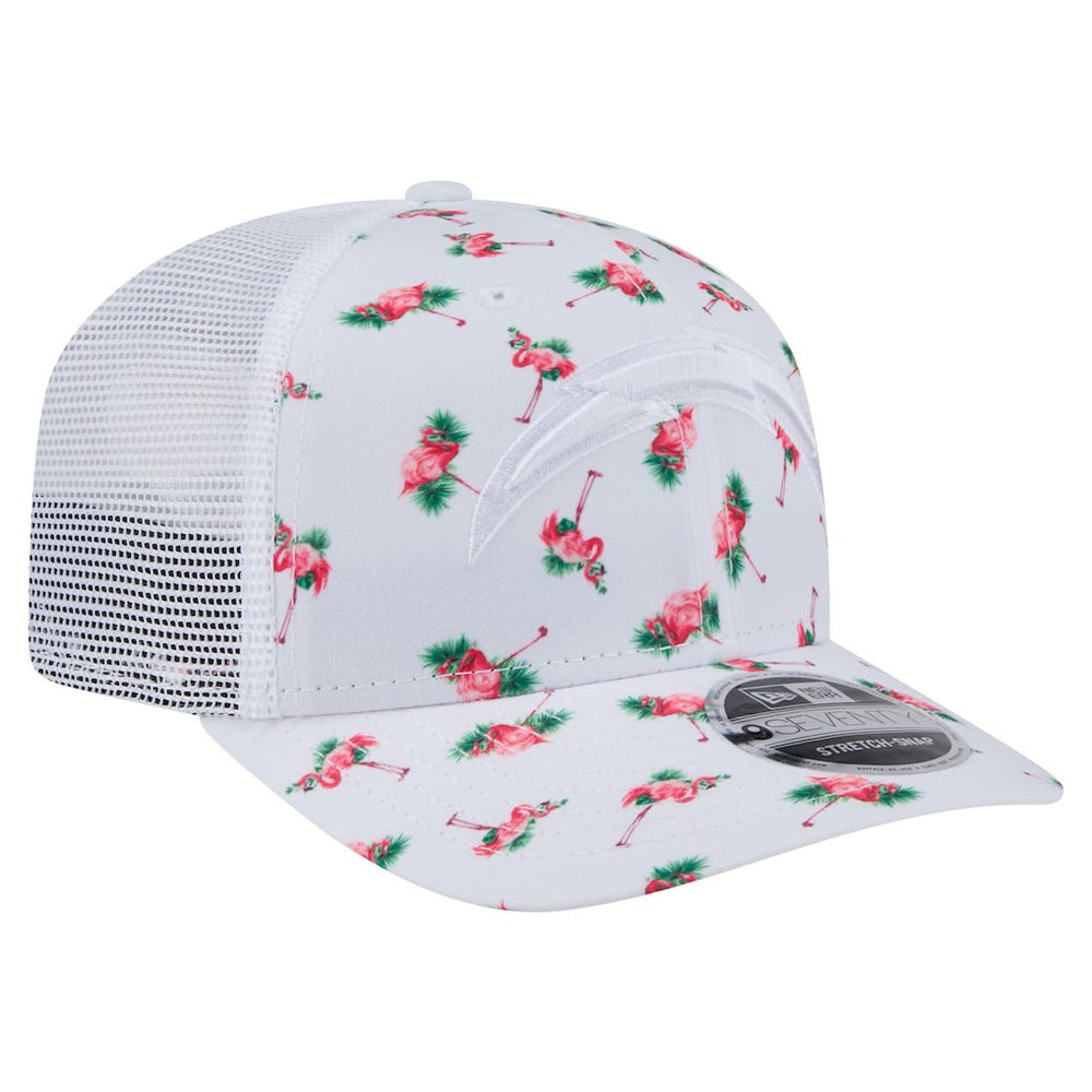 Los Angeles Chargers New Era Adventure Flamingo Pattern 9SEVENTY Stretch-Snap Hat White