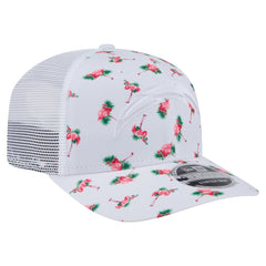 Los Angeles Chargers New Era Adventure Flamingo Pattern 9SEVENTY Stretch-Snap Hat White