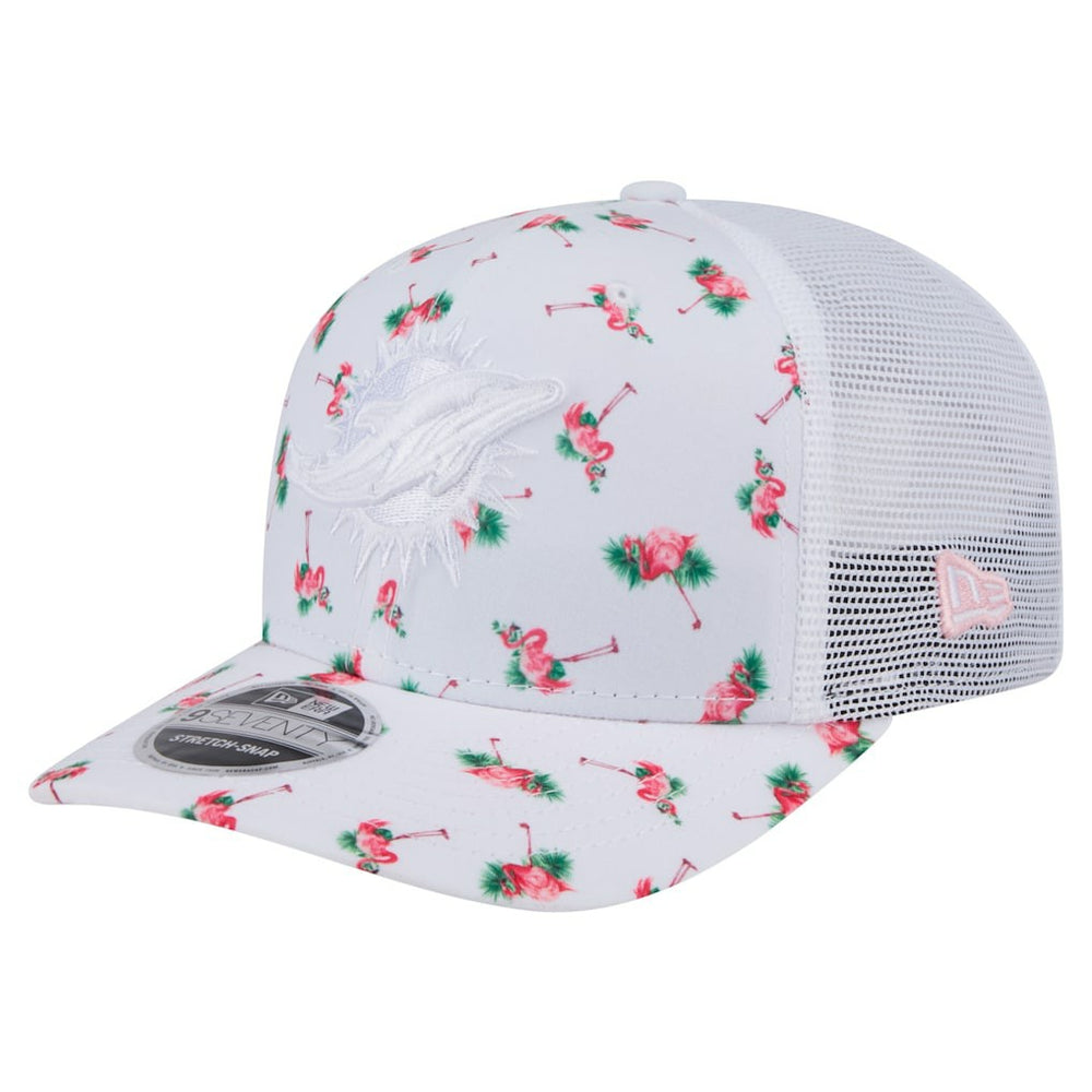 Miami Dolphins New Era Adventure Flamingo Pattern 9SEVENTY Stretch-Snap Hat White