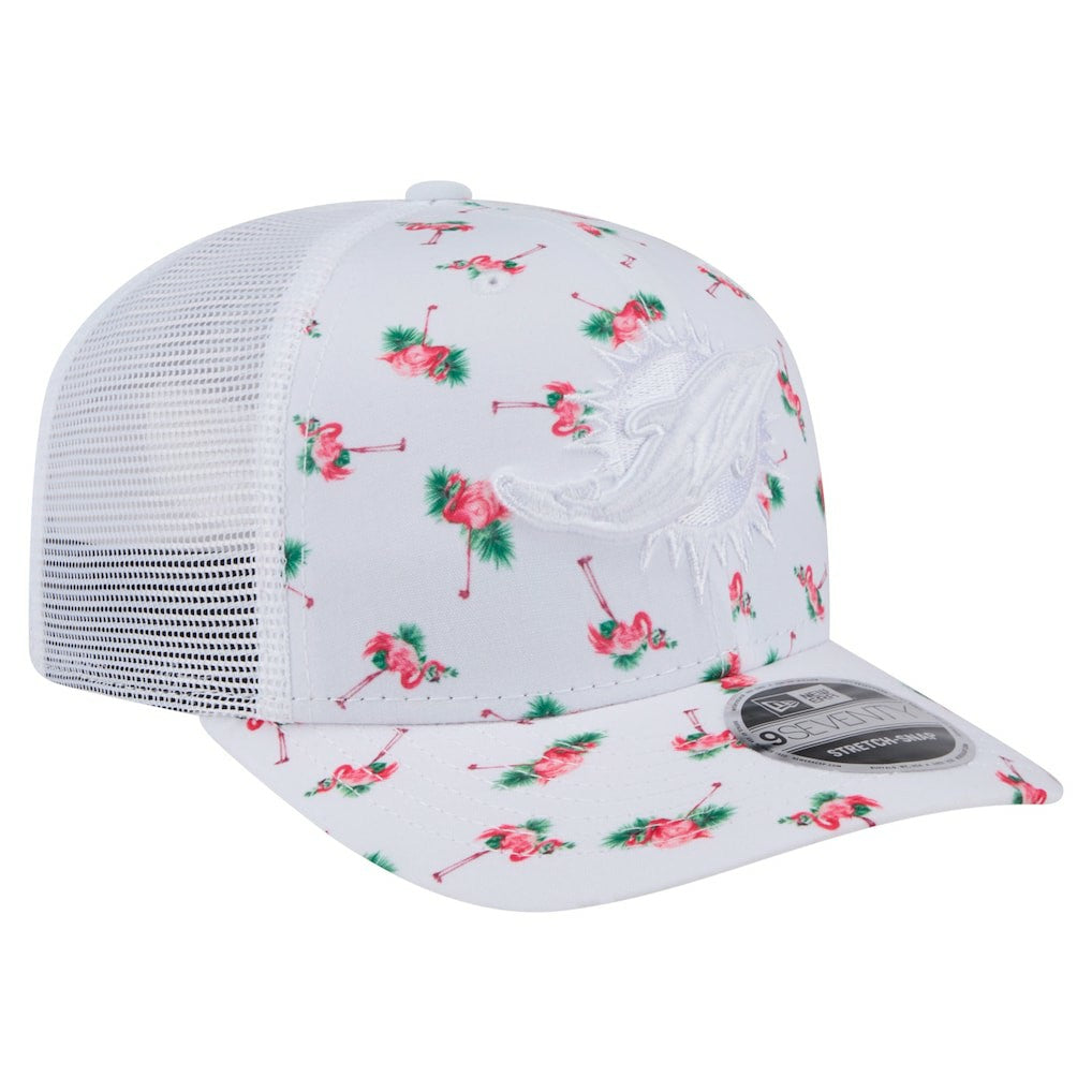 Miami Dolphins New Era Adventure Flamingo Pattern 9SEVENTY Stretch-Snap Hat White