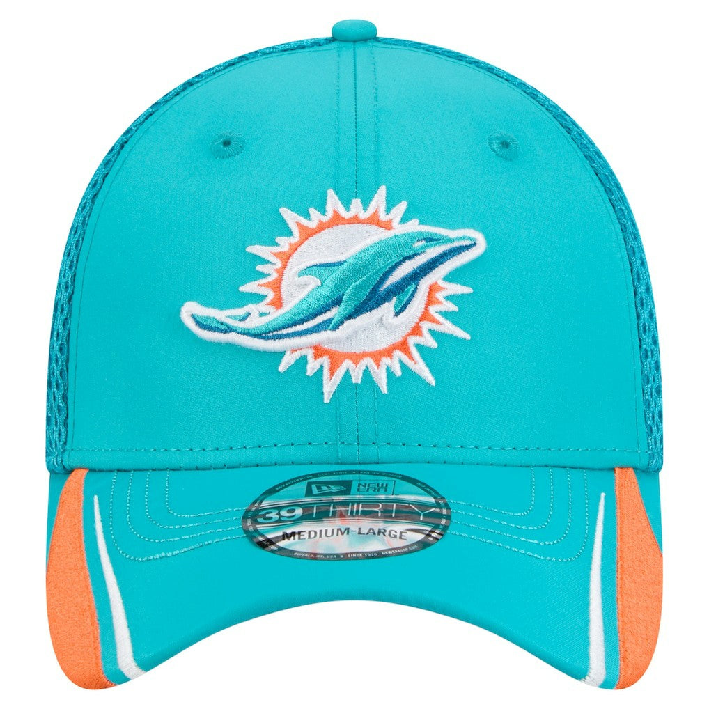 Miami Dolphins New Era Game Day Linear 39THIRTY Flex Hat Aqua