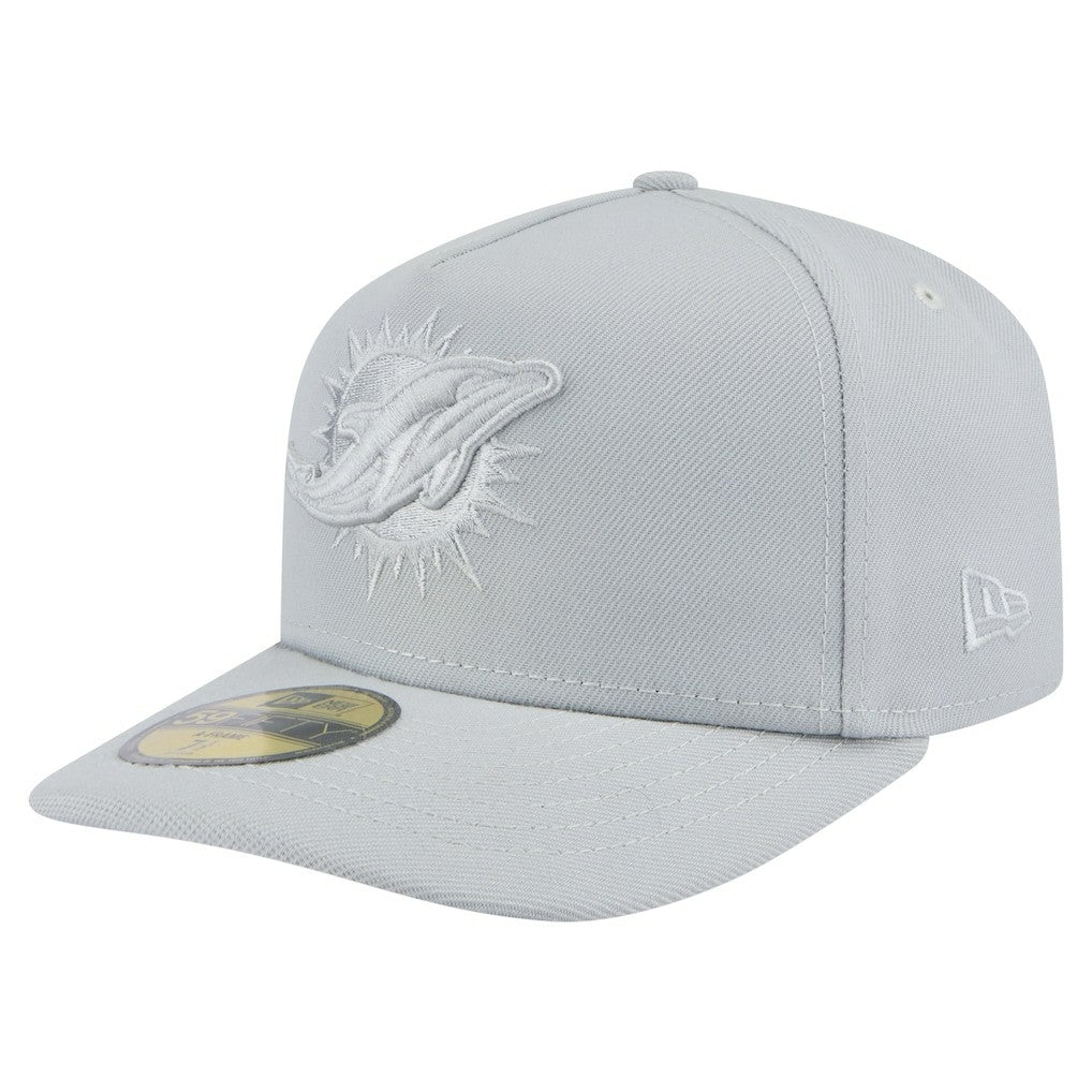 Miami Dolphins New Era Color Pack A-Frame 59FIFTY Fitted Hat Gray