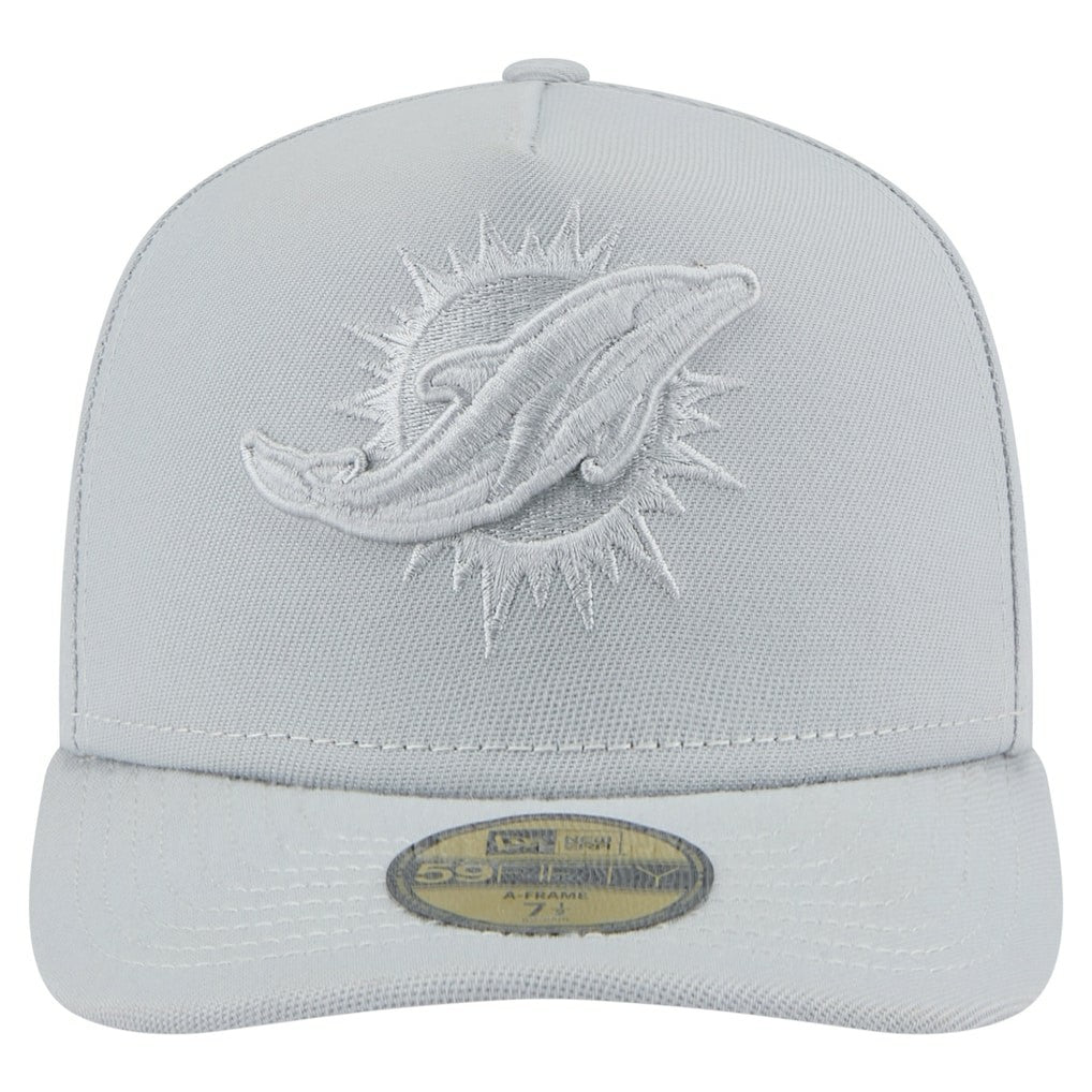 Miami Dolphins New Era Color Pack A-Frame 59FIFTY Fitted Hat Gray