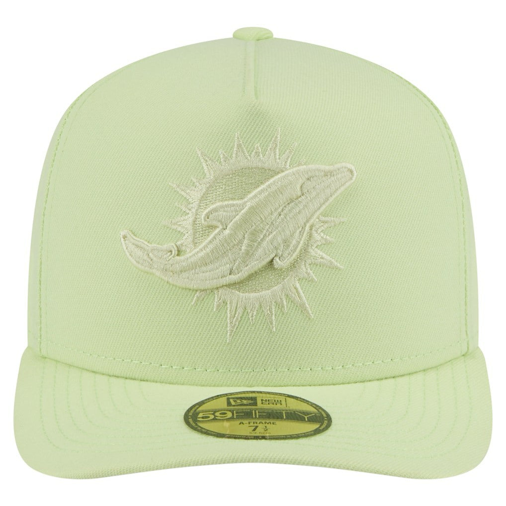 Miami Dolphins New Era Color Pack A-Frame 59FIFTY Fitted Hat Light Green