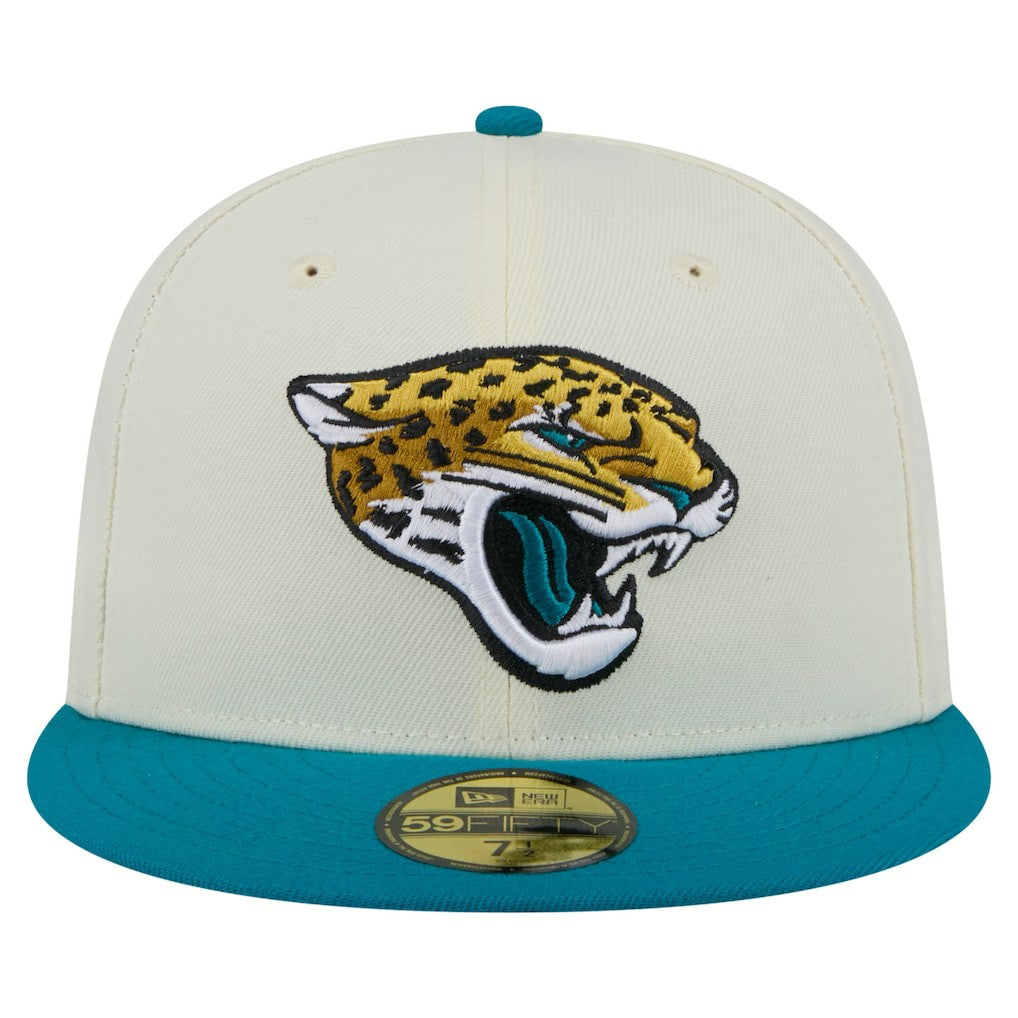 Jacksonville Jaguars New Era Main 59FIFTY Fitted Hat Cream/Teal