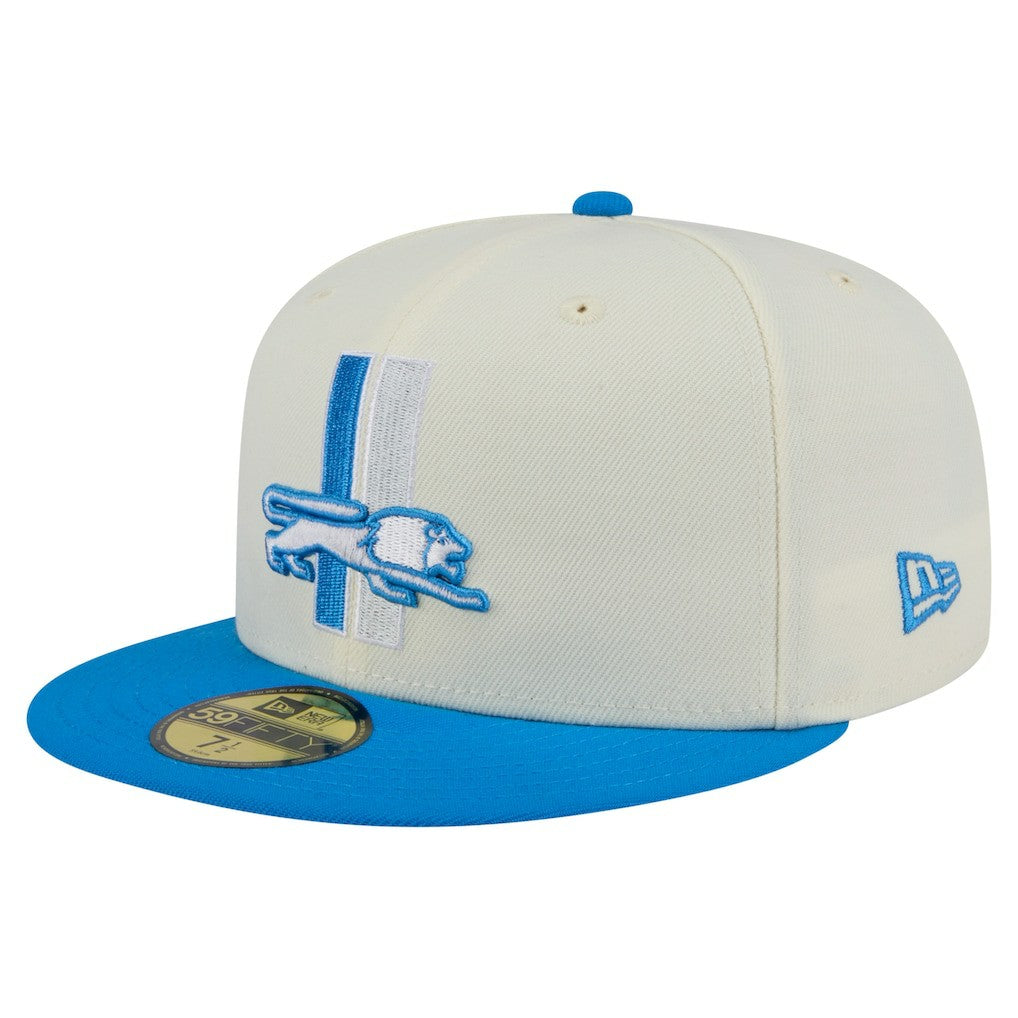 Detroit Lions New Era Main 59FIFTY Fitted Hat Cream/Blue