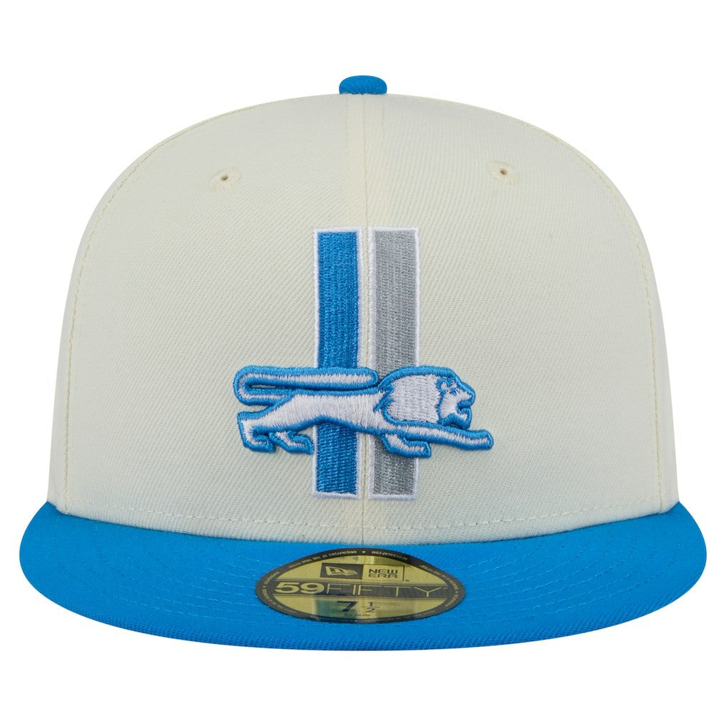 Detroit Lions New Era Main 59FIFTY Fitted Hat Cream/Blue