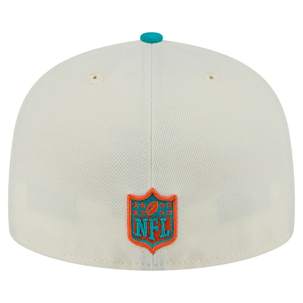 Miami Dolphins New Era Main 59FIFTY Fitted Hat Cream/Aqua