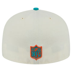 Miami Dolphins New Era Main 59FIFTY Fitted Hat Cream/Aqua