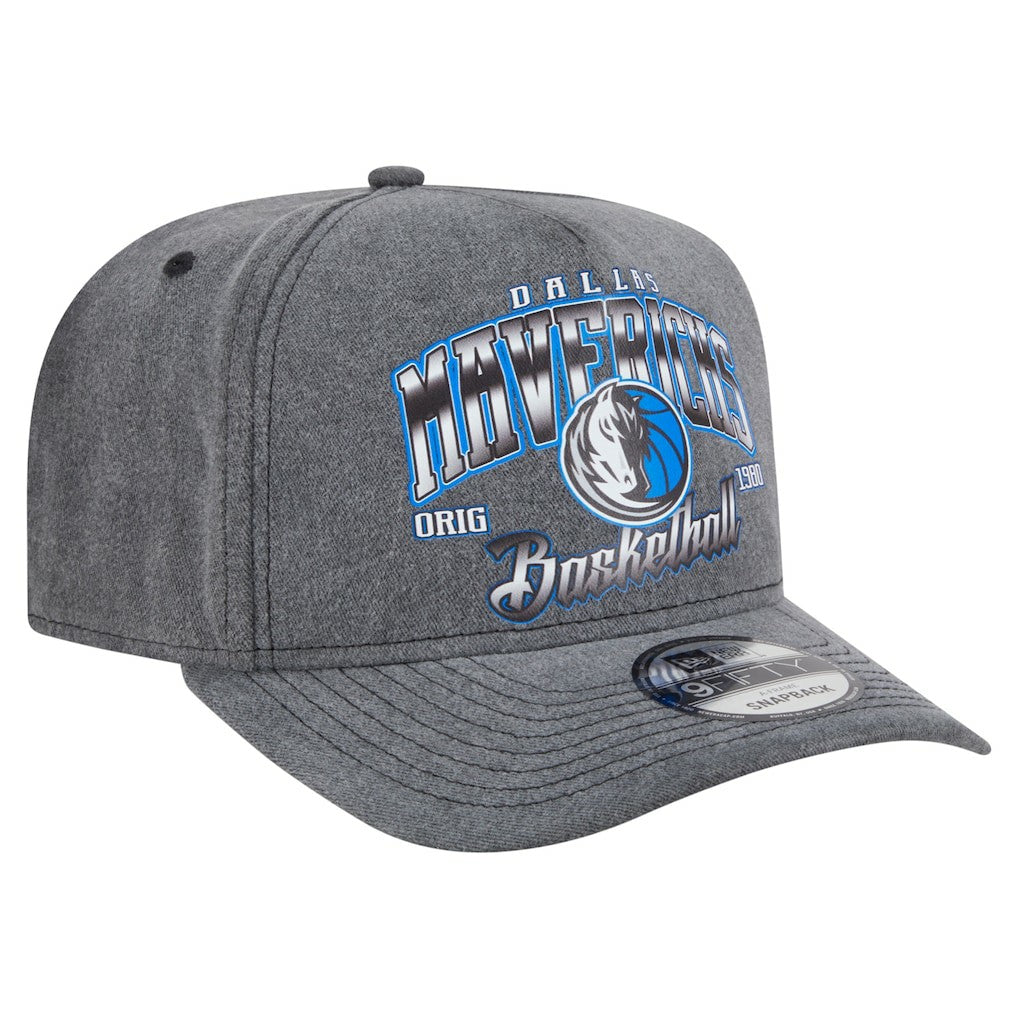 Dallas Mavericks Throwback Washed Pre-Curved 9FIFTY Snapback Hat Charcoal