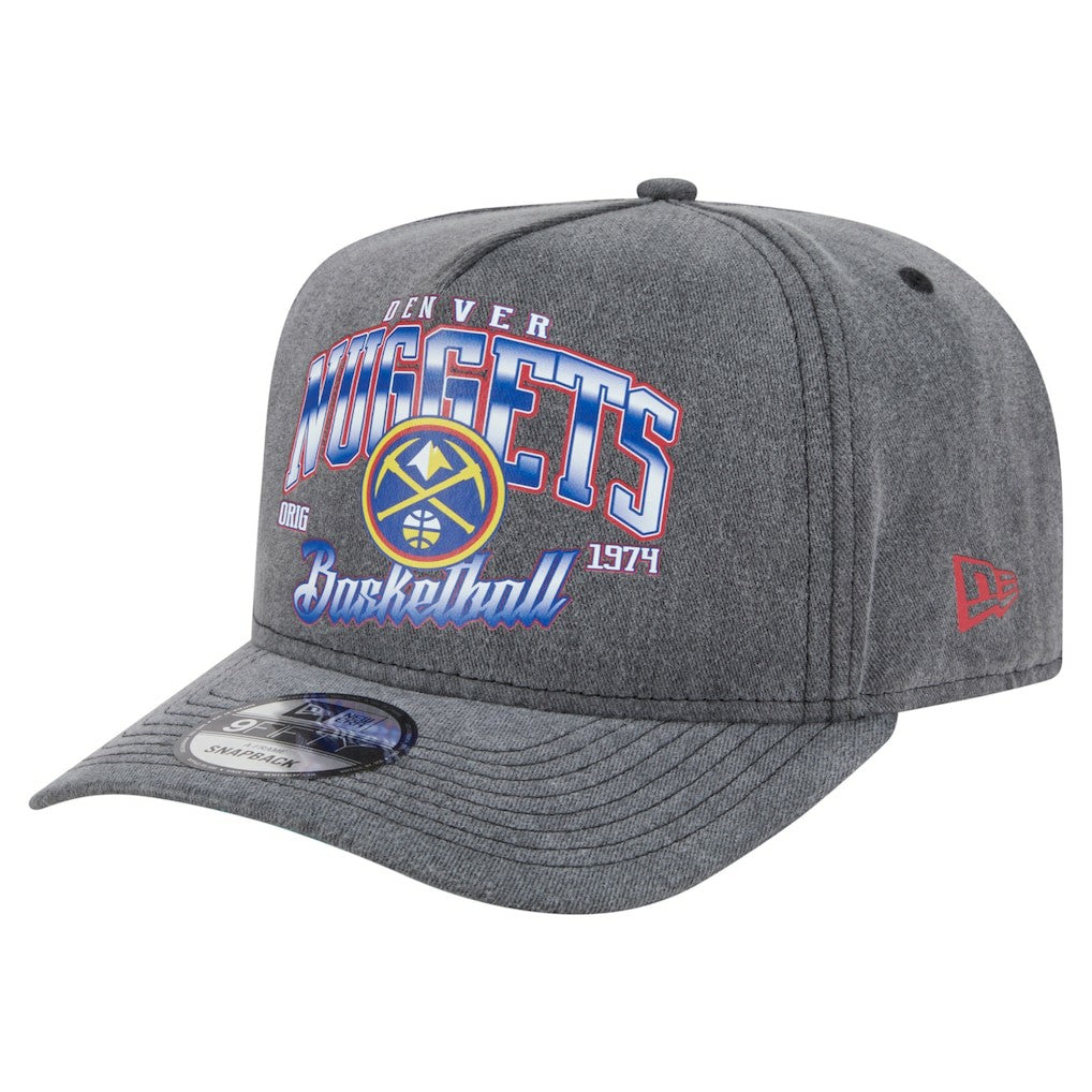 Denver Nuggets Throwback Washed Pre-Curved 9FIFTY Snapback Hat Charcoal