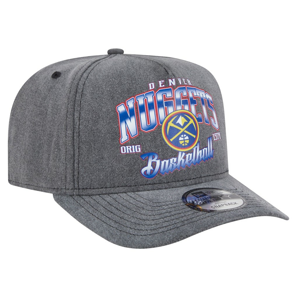 Denver Nuggets Throwback Washed Pre-Curved 9FIFTY Snapback Hat Charcoal