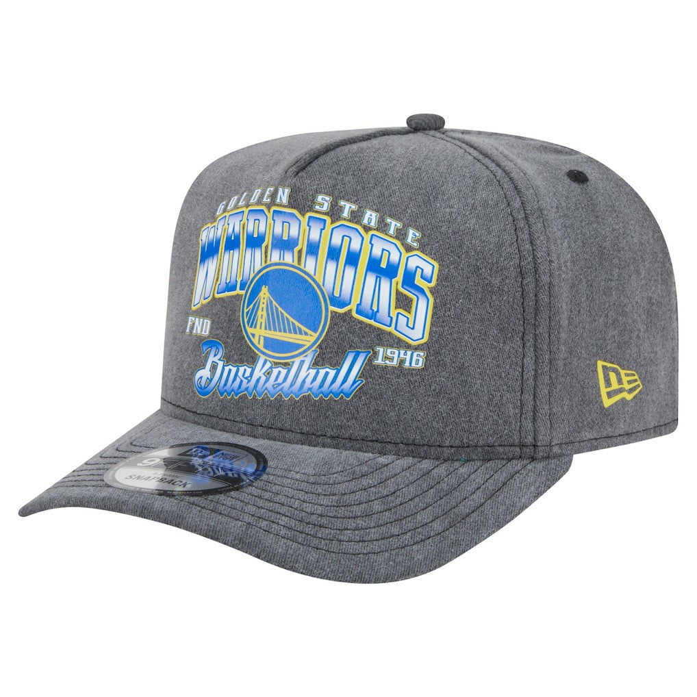Golden State Warriors Throwback Washed Pre-Curved 9FIFTY Snapback Hat Charcoal