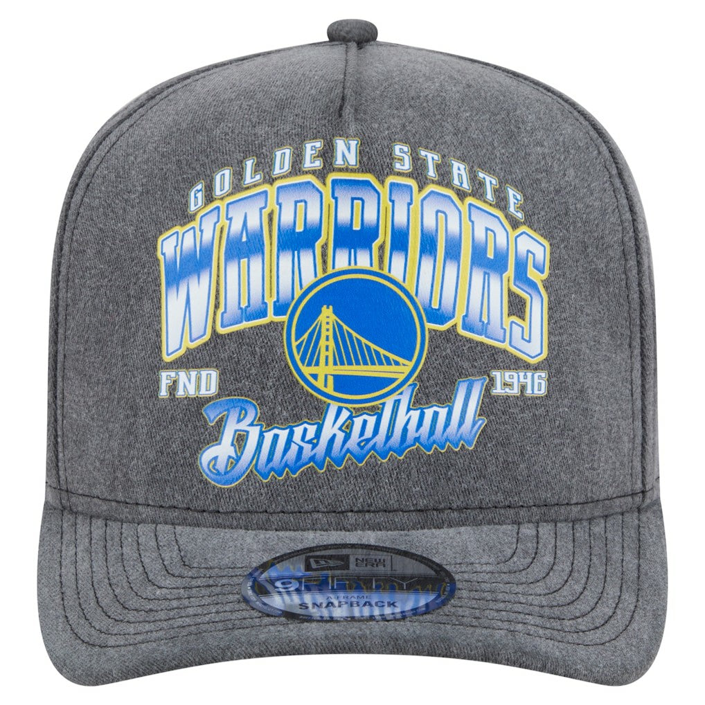 Golden State Warriors Throwback Washed Pre-Curved 9FIFTY Snapback Hat Charcoal