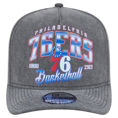 Philadelphia 76ers Throwback Washed Pre-Curved 9FIFTY Snapback Hat Charcoal