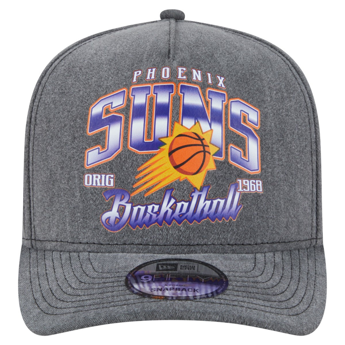 Phoenix Suns Throwback Washed Pre-Curved 9FIFTY Snapback Hat Charcoal