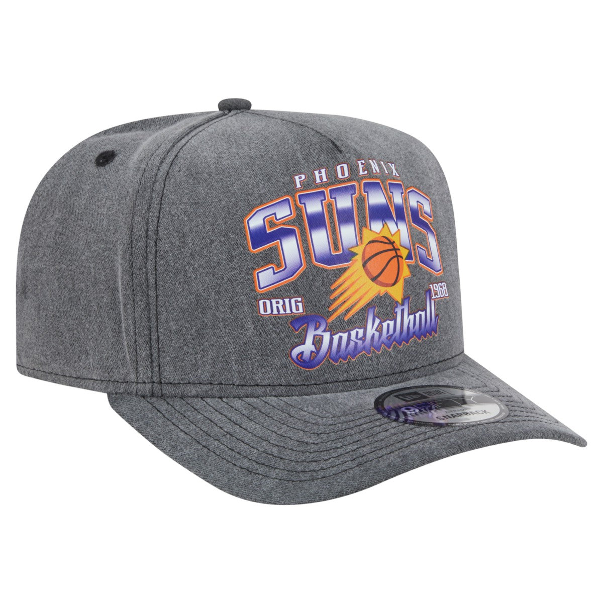 Phoenix Suns Throwback Washed Pre-Curved 9FIFTY Snapback Hat Charcoal