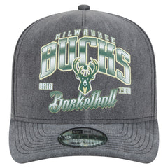 Milwaukee Bucks Throwback Washed Pre-Curved 9FIFTY Snapback Hat Charcoal