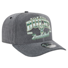Milwaukee Bucks Throwback Washed Pre-Curved 9FIFTY Snapback Hat Charcoal