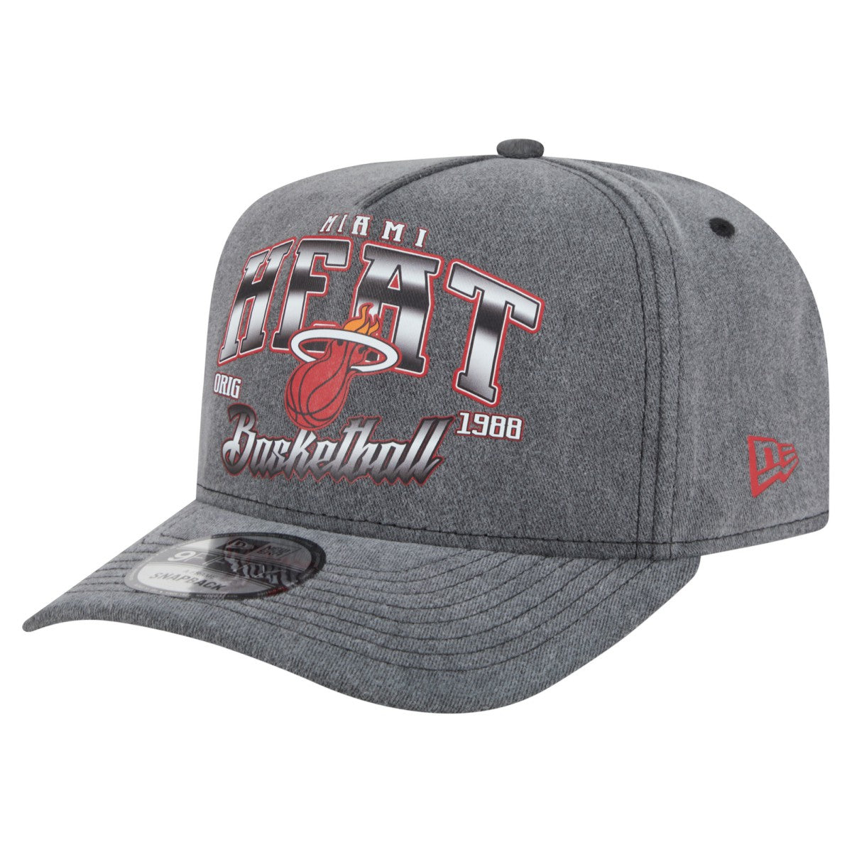 Miami Heat Throwback Washed Pre-Curved 9FIFTY Snapback Hat Charcoal