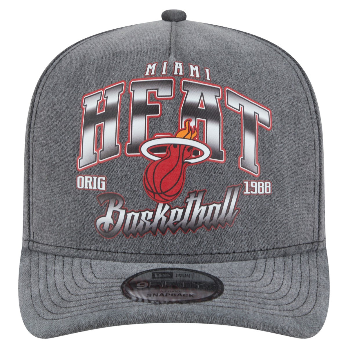 Miami Heat Throwback Washed Pre-Curved 9FIFTY Snapback Hat Charcoal