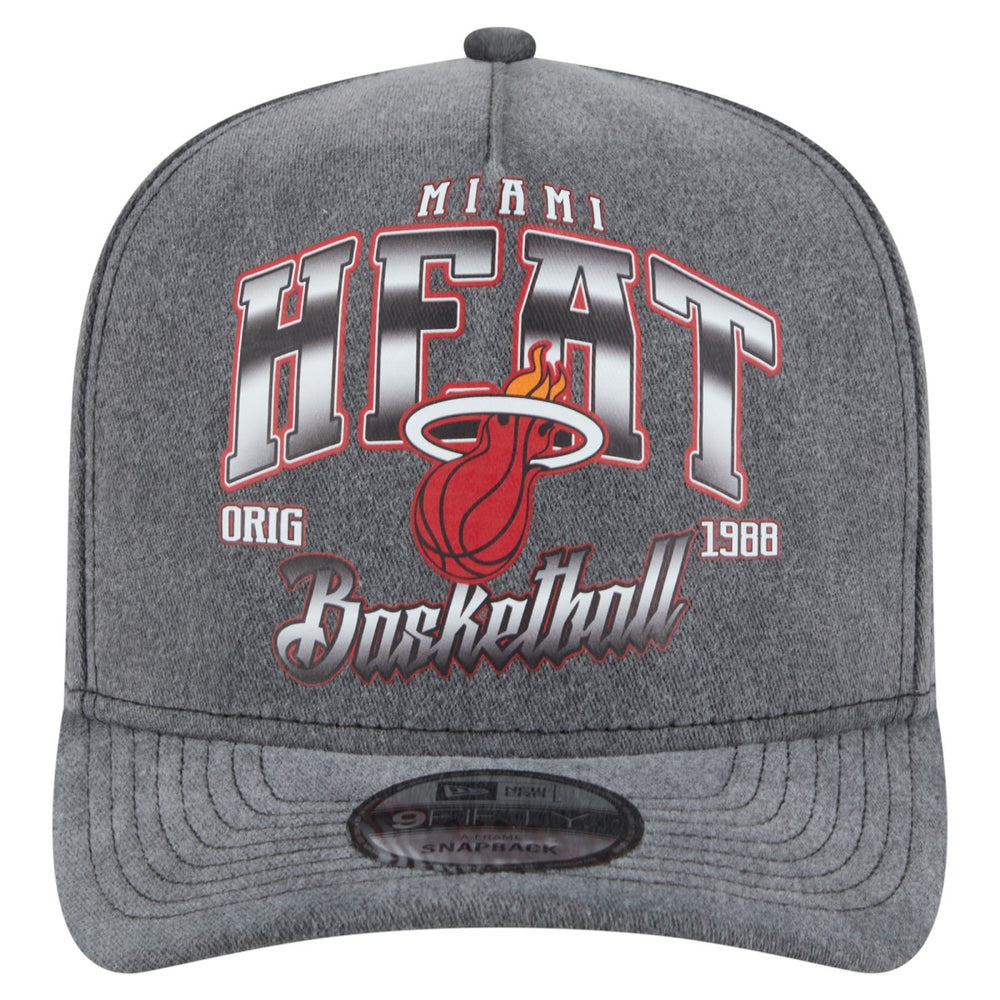 Miami Heat Throwback Washed Pre-Curved 9FIFTY Snapback Hat Charcoal