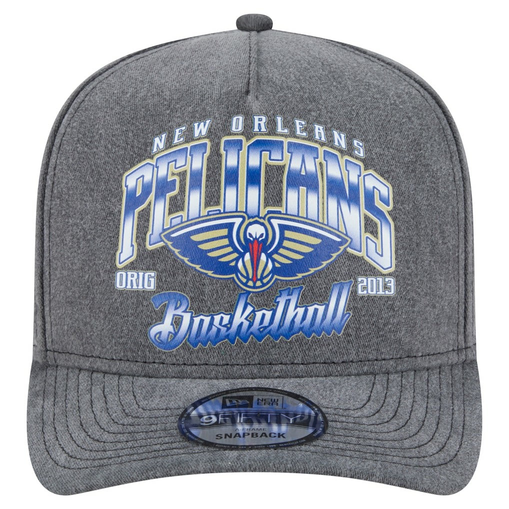 New Orleans Pelicans Throwback Washed Pre-Curved 9FIFTY Snapback Hat Charcoal