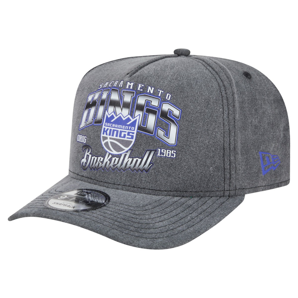 Sacramento Kings Throwback Washed Pre-Curved 9FIFTY Snapback Hat Charcoal