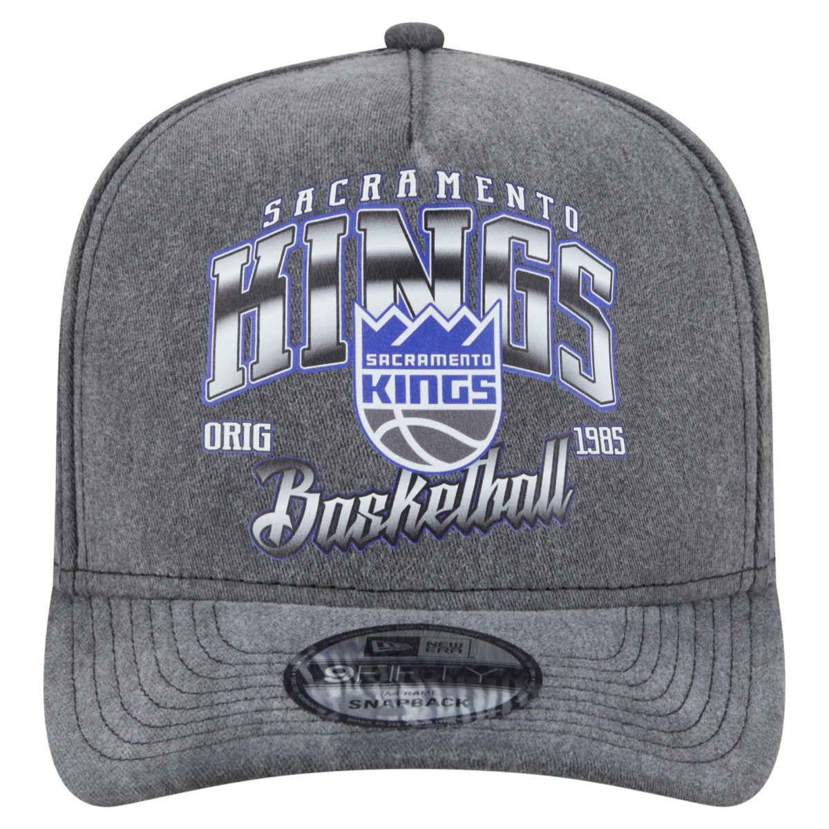 Sacramento Kings Throwback Washed Pre-Curved 9FIFTY Snapback Hat Charcoal