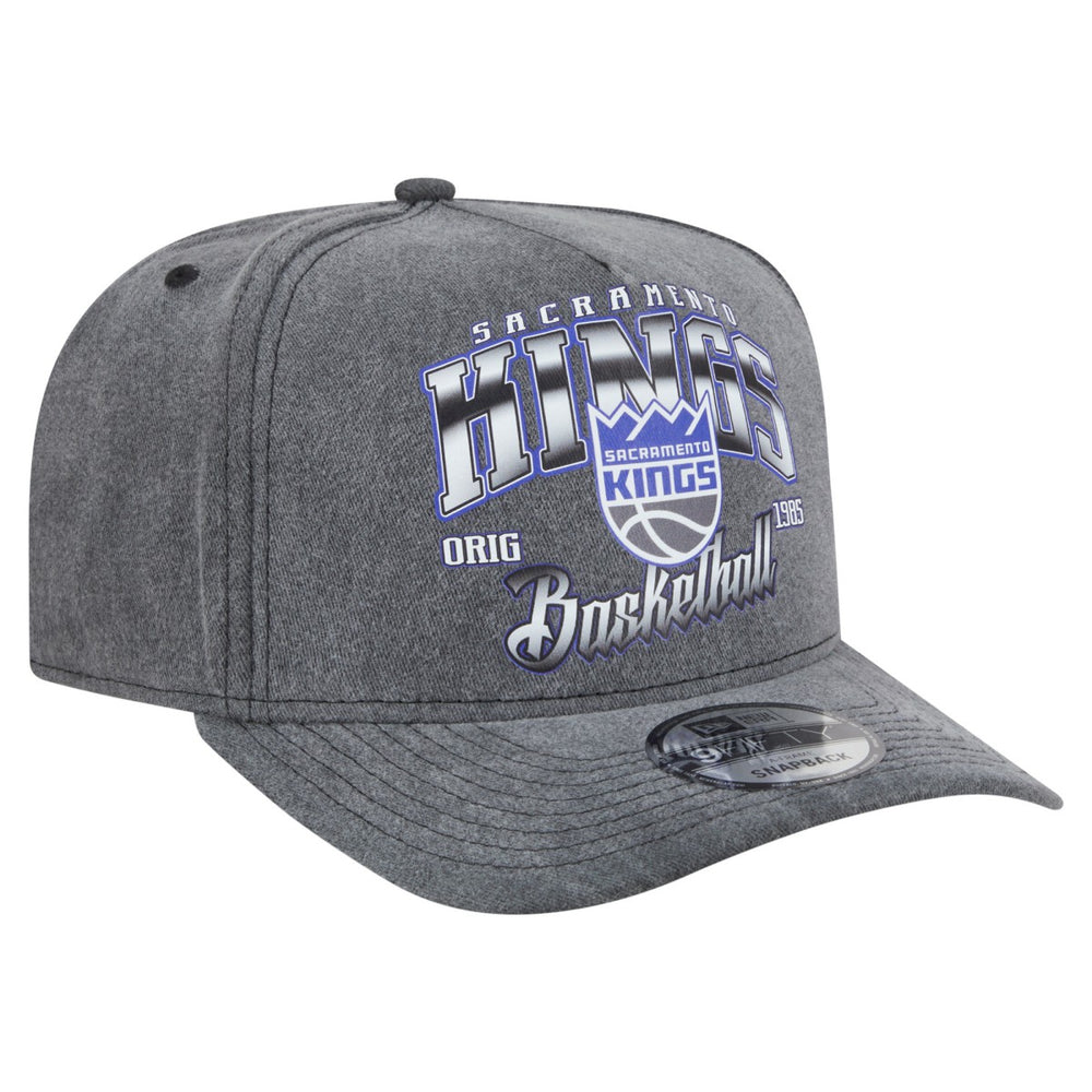 Sacramento Kings Throwback Washed Pre-Curved 9FIFTY Snapback Hat Charcoal