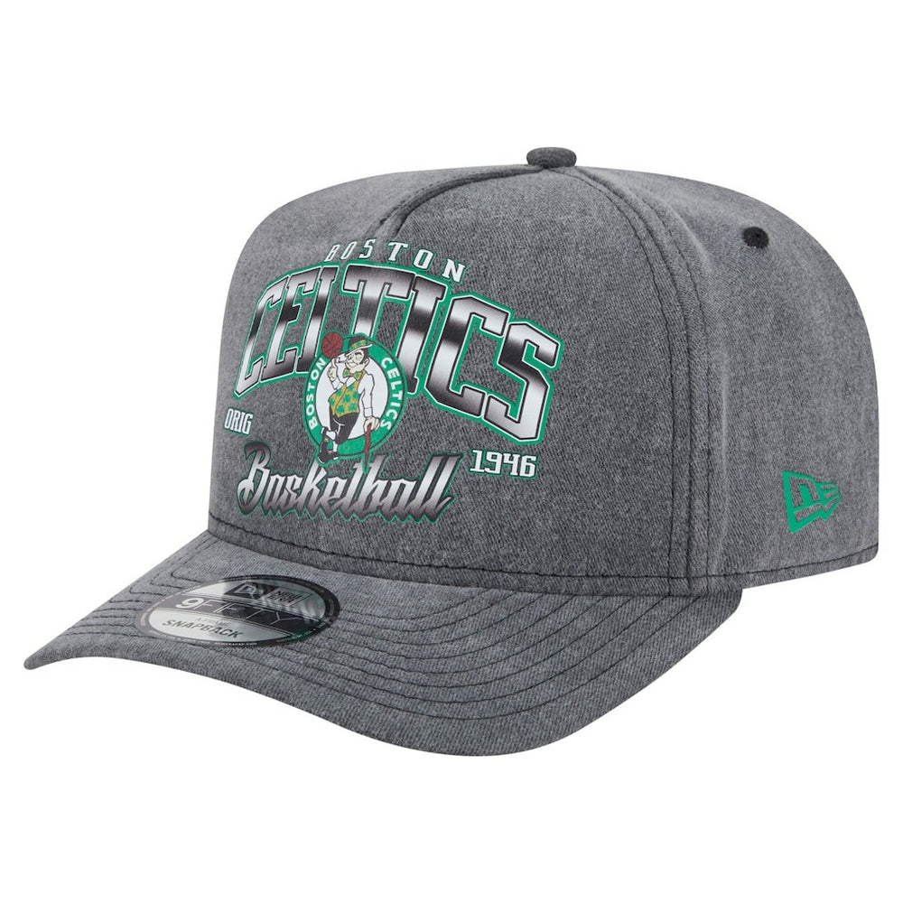 Boston Celtics Throwback Washed Pre-Curved 9FIFTY Snapback Hat Charcoal