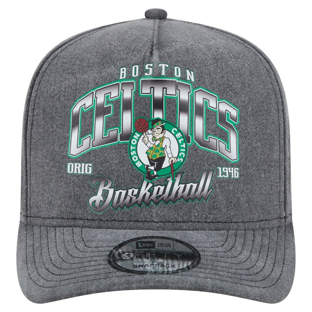 Boston Celtics Throwback Washed Pre-Curved 9FIFTY Snapback Hat Charcoal