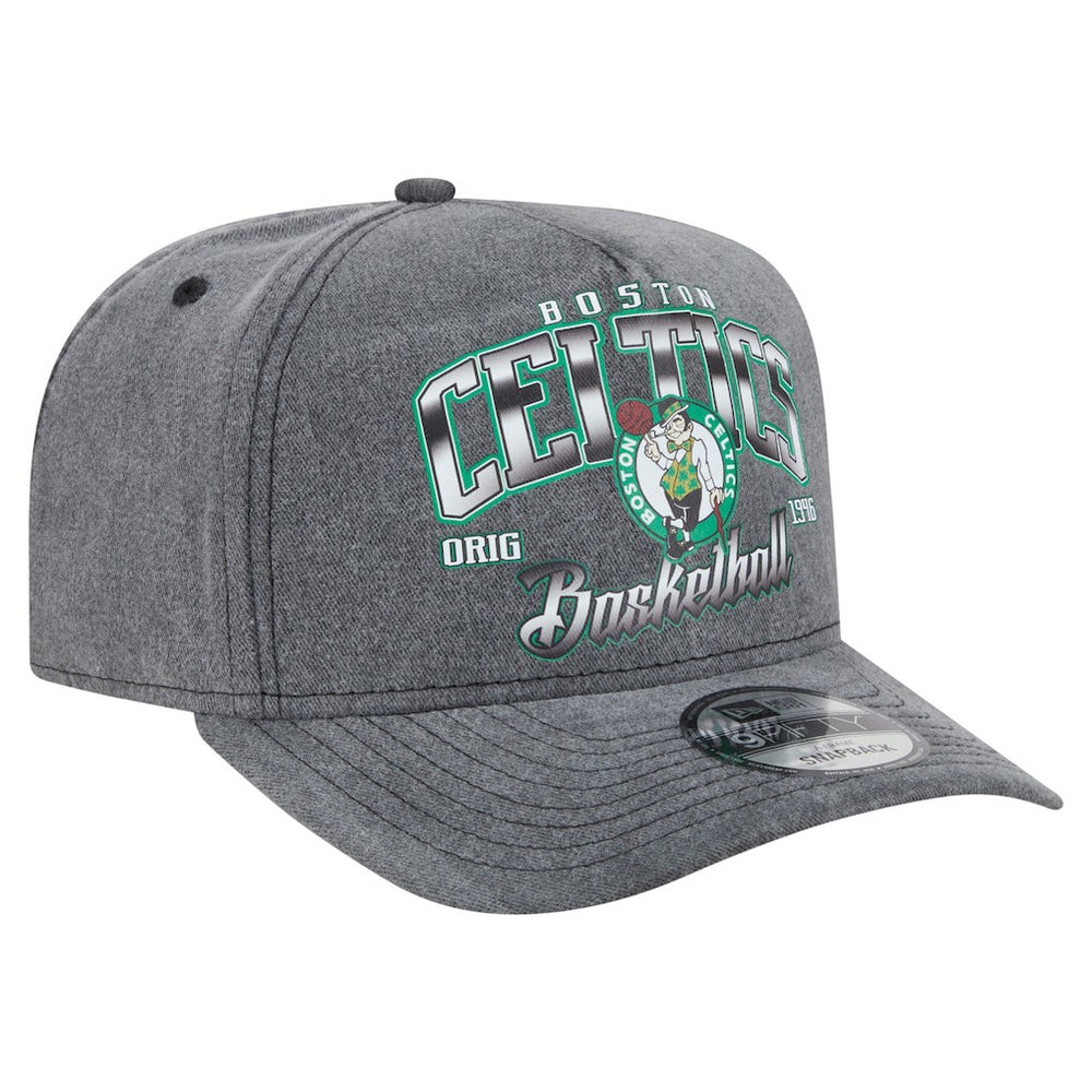 Boston Celtics Throwback Washed Pre-Curved 9FIFTY Snapback Hat Charcoal