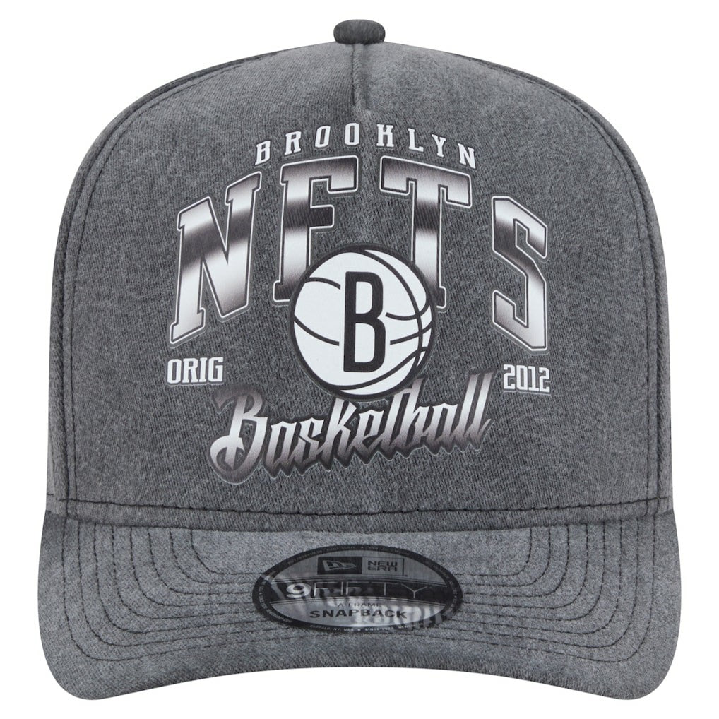 Brooklyn Nets Throwback Washed Pre-Curved 9FIFTY Snapback Hat Charcoal