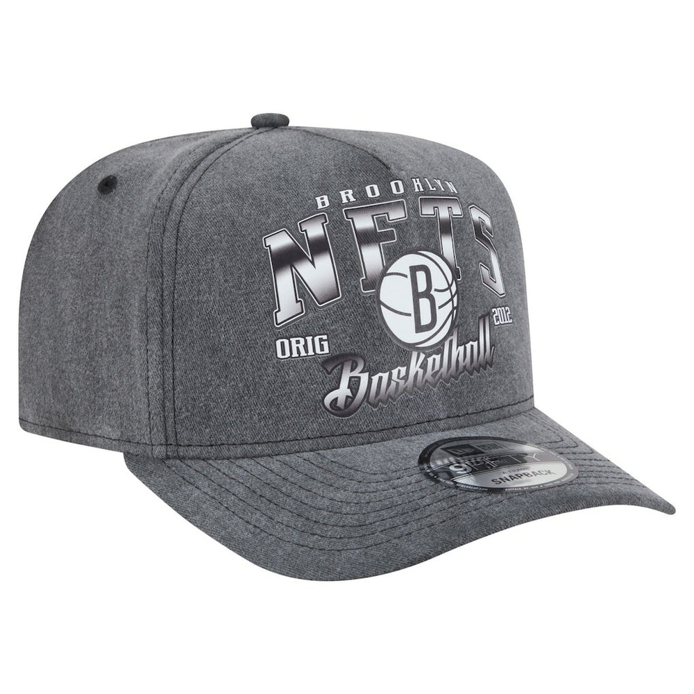 Brooklyn Nets Throwback Washed Pre-Curved 9FIFTY Snapback Hat Charcoal
