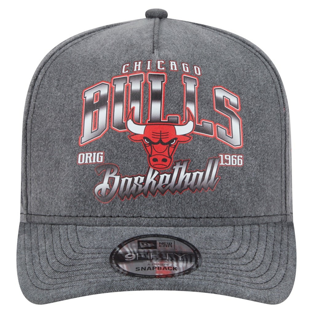 Chicago Bulls Throwback Washed Pre-Curved 9FIFTY Snapback Hat Charcoal